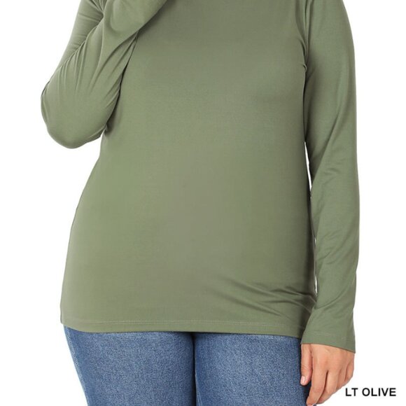 Plus Premium Microfiber Mock Neck Top "GREENS" - Picture 2 of 6